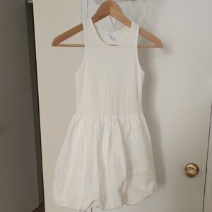 Zara Girl's Ribbed Balloon Dress Cotton White Size 10/140